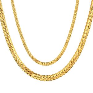 Chokers Hiphop Jewelry 4MM 7MM Snake Flat 316L Stainless Steel Chain Gold Color Golden Neck Necklace For WomenMen Jewelry Drop 231024
