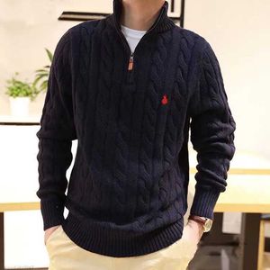 Mens sweater designer polo half zipper Hoodie long sleeve Ralph knitted horse Twist high collar men woman Hip hop Fashion Top Lauren 022F