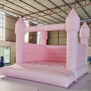 Inflatable Bounce House PVC Pink Castle with Air Blower, Pink Jumper Bouncy Castle Wedding Decorations Jumping Bed for Party