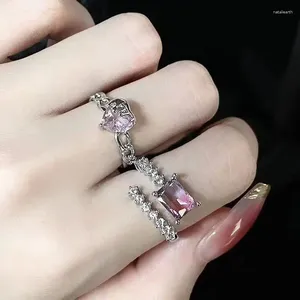 Cluster Rings Purple Crystal Butterfly Ring Aesthetic Girl Adjustable Opening Women's Liquid Irregular Star Vintage Jewelry Accessories