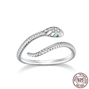 Adjustable S925 Sterling Silver Ring Platinum Gold Plated Zircon Retro Textures Spirit Snake Rings Fashion Jewelry Loop Gift 21092258B