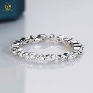 Högkvalitativ 2x4mm Marquise Diamond Moissanite Eternity Ring Engagement Wedding Ring 18K Vita guldringar smycken