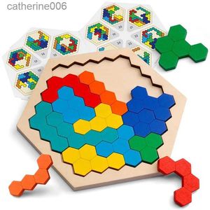 Quebra-cabeças colorido 3d quebra-cabeça brinquedos de madeira de alta qualidade tangram matemática jogo crianças pré-escolar imaginação brinquedos educativos para crianças l231025