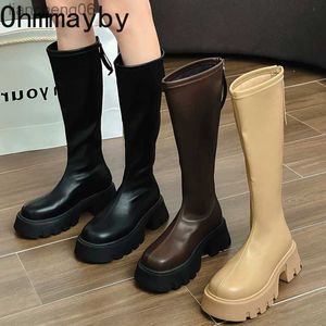 Boots Winter Women Knee-High-Boots Fashion Back Zippers Thick Bottom Knight Bota Shoes Ladies Comfort Long BootiesL231025