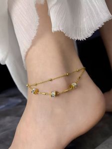 Fashion Diamond Anklets Designer Clover Anklet Small Flowers Jewelry 18K Gold Plated Chains Dubbelskiktkedja för klassiska mödrar Dag Chrismas Party Holiday Gift