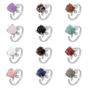 Anello piccola tartaruga con perline di cristallo stile animale Anello in lega d'argento Regalo di anniversario regolabile in cristallo curativo naturale per Grind