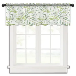 Curtain Green Leaf Leaves Tropical Sunlight Small Window Tulle Sheer Short Bedroom Living Room Home Decor Voile Drapes