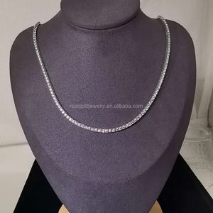 Design de estilo luxuoso 14k au585 sólido puro branco ouro laboratório cultivado diamante moissanite tênis colar para casamento feminino