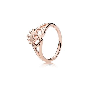 Anelli a grappolo Autentico anello con cuori intrecciati con corona in argento sterling 925 per le donne, regalo gioielli fai da te