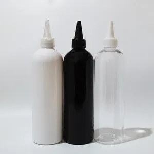 Bottiglie di stoccaggio 14 pezzi 400 ml Bottiglia di plastica nera / bianca con coperchio a bocca appuntita Tappo attorcigliato Contenitore in PET Confezione cosmetica fai da te