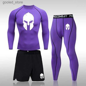 Męskie dresy dresowe męskie odzież sportowa Rashguard Jujitsu Jersey ciasne spodnie biegowe Zestaw T-shirt bokser