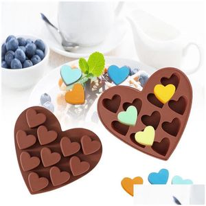 Формы для выпечки с 10 полостями, форма для мыла в форме сердца «сделай сам», Sile, мод для шоколадных конфет, принадлежности для изготовления инструментов для украшения торта, прямая доставка Dh6Qq