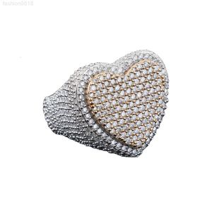 Ny design 925 Sterling Silver Heart Iced Out VVS Moissanite Diamond Men Gold Hip Hop Ring