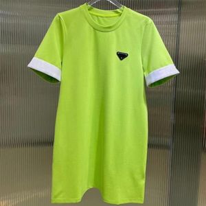 2023 Summer Luxury Dresses Designer Triangle Label Casual Women's T-Shirt Dress Fashion Round Neck Short Sleeve Elegant Dress306a