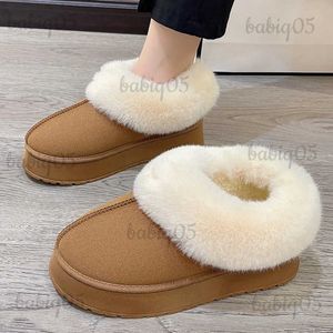 Buty Rimocy Faux Fur Botki dla kobiet 2023 Non poślizgowe pluszowe buty śniegowe Kobieta Grube Botowce Button Platforma Botas Mujer T231025