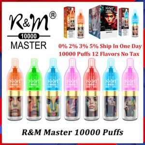 Original RM Master 10000 Puffs Einweg-Vape-Stift, elektronische Zigaretten, 20 ml Pod, Netzspule, wiederaufladbar, luftverstellbar, 0 % 2 % 3 % 5 % Geräteverdampfer 12 Geschmacksrichtungen