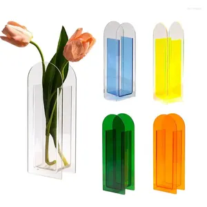 Vasen Moderne rechteckige Acryl-Blumenvase, transparent, schöne dekorative Anordnung für Wohnzimmer, Hochzeitsdekoration