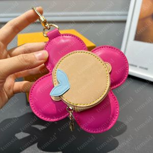 Unisex Fashion Designer Keychain Classic Flowers Leather Keyrings For Women Coin Pocket Llaveros Mens Luxury Bag Charm Keychains