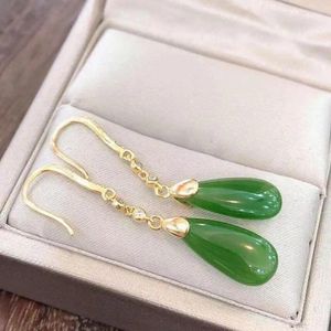 Dangle Earrings LH Ethnic Style Natural Hetian Jade Temperament Jasper For Girlfriend Birthday Gift Jewelry Accessories