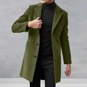 Mens Wool Blends Men's Ultra-Thin Fiting Coat Fashionable Men's Wool Coat Lapel Single Chest Medium Längd Dräkt med sidofickor Solid färg 231025