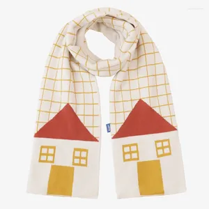 Scarves Winte Autumn Women's Long Knitted Scarf Beige Shawl Checkered Creative Warm House No Hitting Children Series Casual