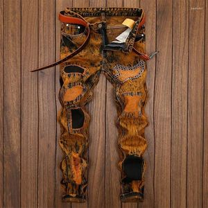 Herren Jeans Vintage Denim Hosen Streetwear Y2K Lange Hosen Für Männer Casual Hip-Hop Skinny Holes Kleidung