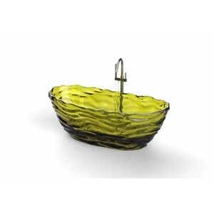 1750x785x640mm Oval Resin Water Ripple Bathtub Freestanding Floor Mounted Crystal Yellow Tansparent Tub BV001-4