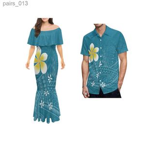 Basic Casual Dresses Samoan Women Polynesian Tribal Custom Pattern Drape Off Shoulder Mermaid Dress One Fishtail Drop Shipping YQ231025