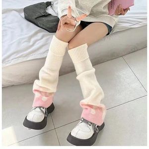 Women Socks Flame Knitted Wide Leg Set Y2K Girls' Winter Warm Pink JK Girls Lolita Warmers