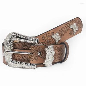 Belts Womens Leathers For Jeans Dresses Fashion Rhinestones Buckle Ladies Belt Students Waistband