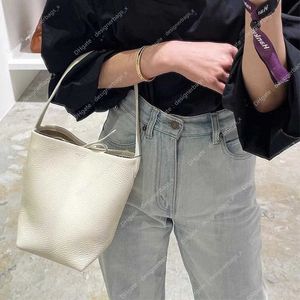 Commuter The/row New Bucket Bag Genuine Leather Womens Litchi Grain Cowhide One Shoulder Large Capacity Tote