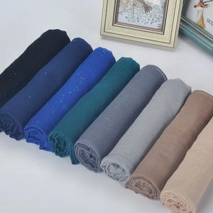 Halsdukar kvinnor glitter solid ren färg vanlig viskos muslim långa hijab wrap halsduk/sjalar 180 90 cm w042