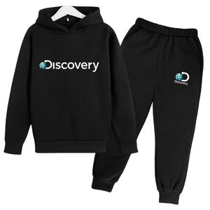 Conjuntos de roupas Crianças Primavera Outono Discovery Imprimir Hoodies Calças 2 Pcs Terno 413 Anos Meninos Meninas Streetwear Pulôver Tracksuits Crianças Roupas 231025