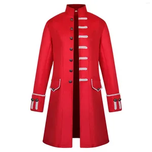 Erkek Yelekler Erkekler Moda Moda Cadılar Bayramı Palto Kış Sıcak Out Giyim Vintage Tailcoat Uzun Kollu Tek Göğüslü Steampunk Hendek Ceket