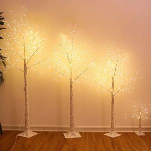 Juldekorationer LED Tree Lights Copper Wire Lights Glowing Ambient Modeling Lamp Christmas Birch Whitr Tree Home Room Decoration Lantern Fjärrkontroll 231023