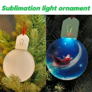 Sublimationsrohlinge, LED-Weihnachtsschmuck aus Acryl mit rotem Seil für Weihnachtsbaumschmuck, Party