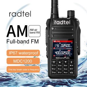 RADTEL RT-495 10W IP67防水6バンドアマチュアハム双方向ラジオ256CH航空エアバンドウォーキートーキーLCDカラー警察スキャン