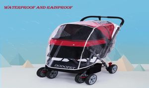 Outdoor-Haustier-Kinderwagen-Abdeckung für Auto, Hund, faltbar, sicher, transparent, wind- und regensicher, PVC-Regenschutz für Haustier, Babywagen, Jogger LJ29282127