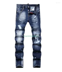 Men's Jeans Y2K Mens Stretch Skinny Quality Street Fashion Slim Fit Male Blue Denim Pants Men Ripped Size 44-54