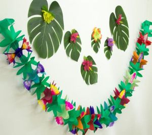 Novidade colorido tecido flor guirlanda banner para festa luau verão praia decoração havaí 3 metros de papel guirlandas1362768