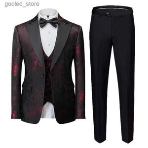 Męskie garnitury Blazers Bankiet Business Bankiet Jacquard 3piece dżentelmen's Court Cloters