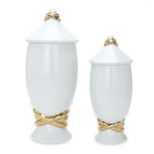 Storage Bottles Porcelain Ginger Jar Versatile Collectible Flower Arrangement With Lid Decorative Vase For Cafe Dorm Apartment Entry Kitchen