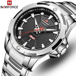 Нарученные часы Mens Watches Naviforce Top Luxury Brand Analog Watch Men Men Sainlable Steel Водопродажные квартальные часы Дата Relogio Masculino 231025