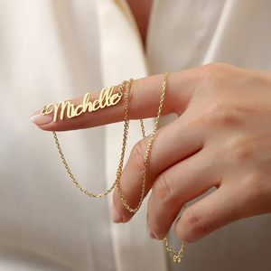Pendant Necklaces Custom Name Necklace for Women 18k Gold Plated Stainless Steel Jewelry Personalized Nameplate Pendant Chain Choker Birthday Gift 231024