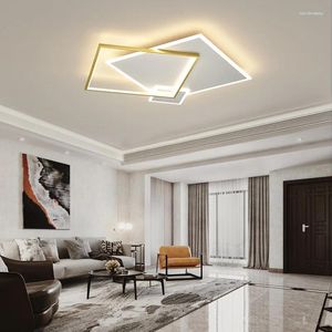 Taklampor lyx modernt ledtrådare sovrum ljus fjärrkontroll dimbar lyster salong vardagsrum dekor 3 fyrkantig lampa