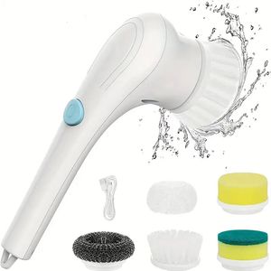 Spazzole per pulizia Spazzola elettrica 5in1 Lavavetri wireless multifunzionale Bagno Vasca da bagno Toilette Utensile da cucina 231025