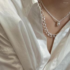 Chains S925 Sterling Silver Korean Niche Design Sense Of Fashion Simple Double Personality Necklace Stylish Clavicle Chain