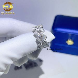 Wholesale Factory Price Moissanite Jewelry 925 Silver Iced Out 2 Row Diamond Cuban Rings Hip Hop Moissanite Ring