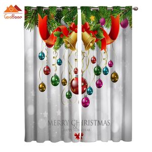 Cortina feliz natal árvore e sino janela cortinas sala de estar ao ar livre tecido cortina decoração casa 231024