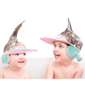 Duschkappar justerbar baby shower cap schampo badtvätt hår sköld hatt skydd barn barn vattentätt förhindra vatten i örat för barn 231024